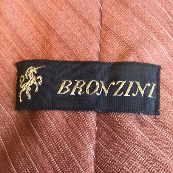 Vintage Brozini Mauve Striped Tie with Embroidered Unicorn - Picture 3 of 3